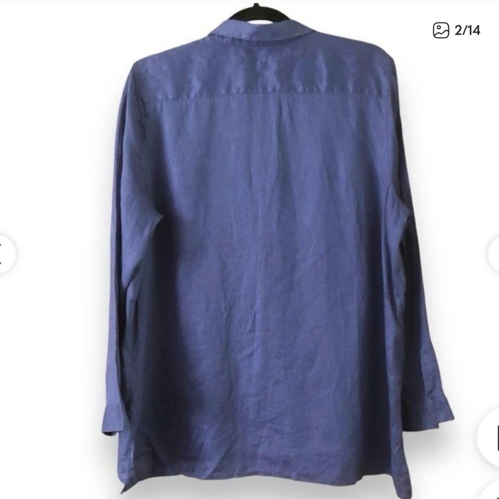 J. Jill Everyday Linen Button Down Light Marine - Medium - Picture 4 of 9